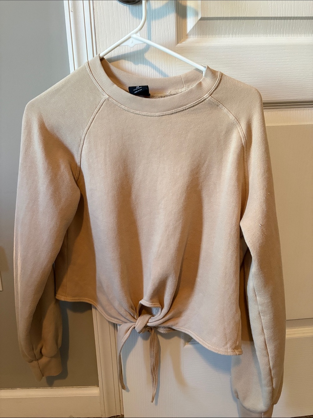 Year Of Ours Carrie Tie-Front Crewneck Sweatshirt - Beige
